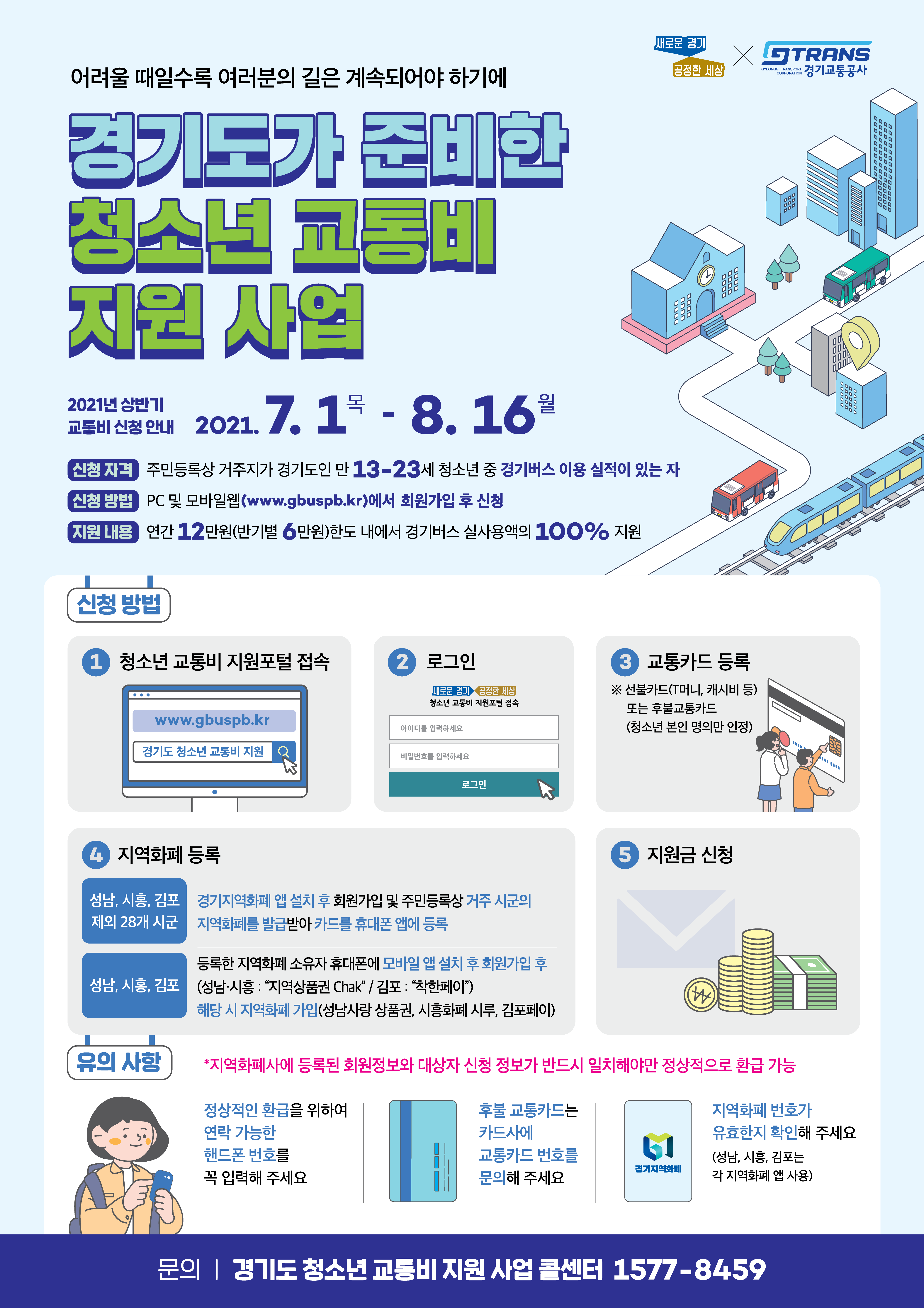 2021년도 상반기 청소년 교통비 신청 안내