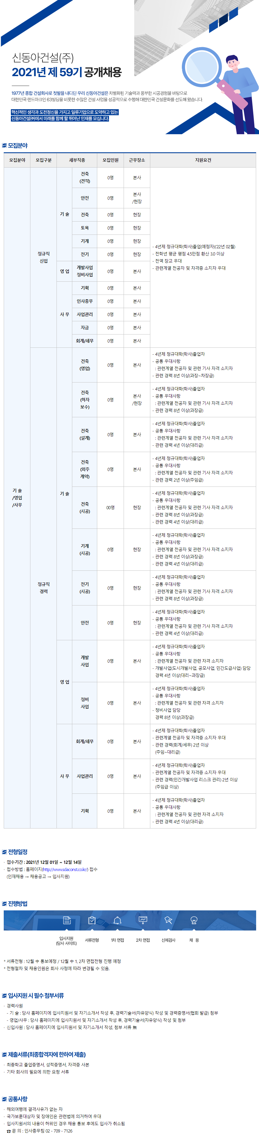 [신동아건설]2021년 제59기 공채 (영업 사무) (~12/14 까지)